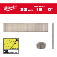 Stauchkopf-Nägel 18 Gauge für M18FN18GS & M18CN18GS, 1.05 x 1.25 x 32 mm Edelstahl, 0°, Milwaukee