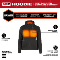 Akku-Heiz-Kapuzenpullover Damen schwarz, 12 V, ohne Akku &am